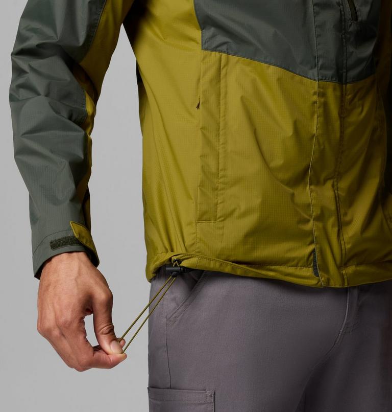 Men's Pouring Adventure III Waterproof Hiking Jacket, Color: Greenscape, Mossy Green, image 7