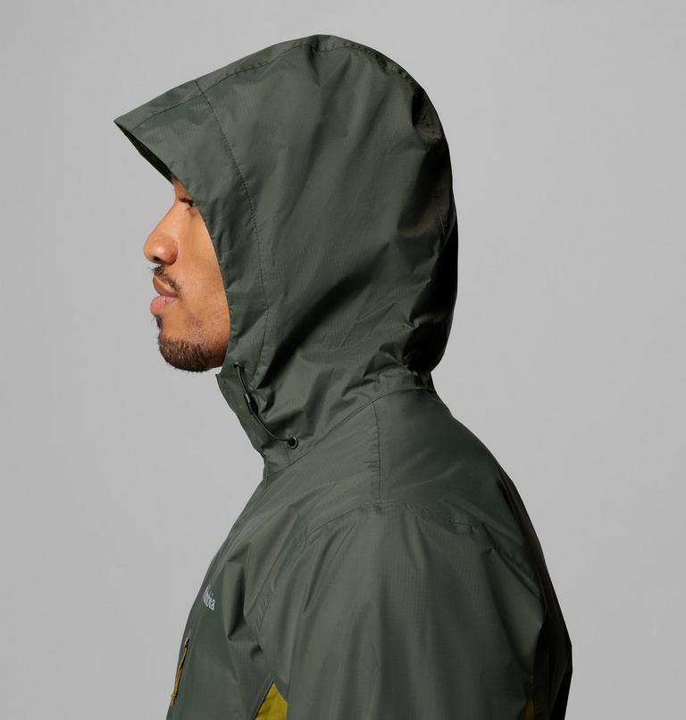 Men's Pouring Adventure III Waterproof Hiking Jacket, Color: Greenscape, Mossy Green, image 9