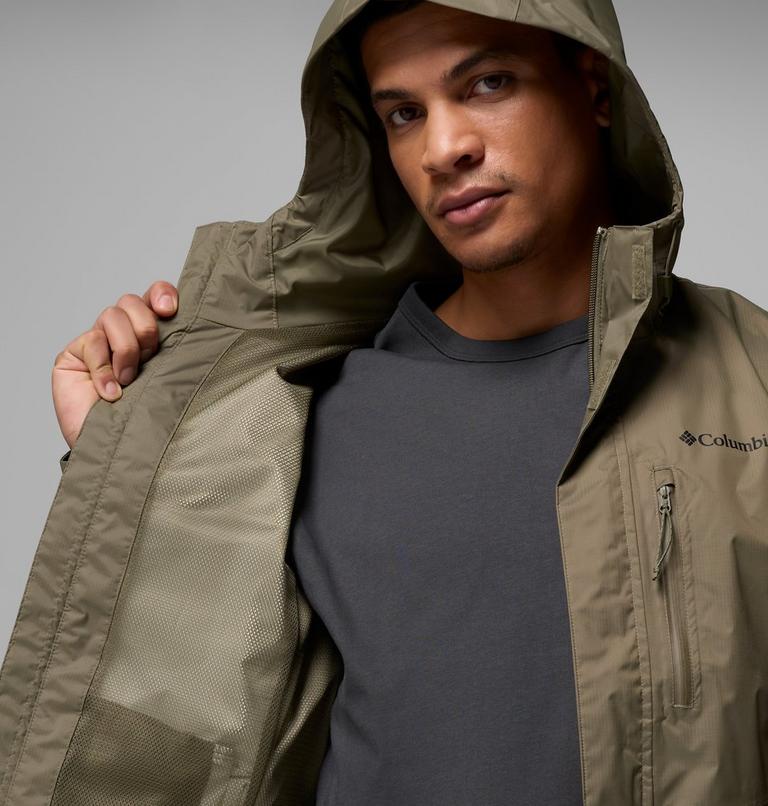 Men's Pouring Adventure III Waterproof Hiking Jacket, Color: Stone Green, image 6