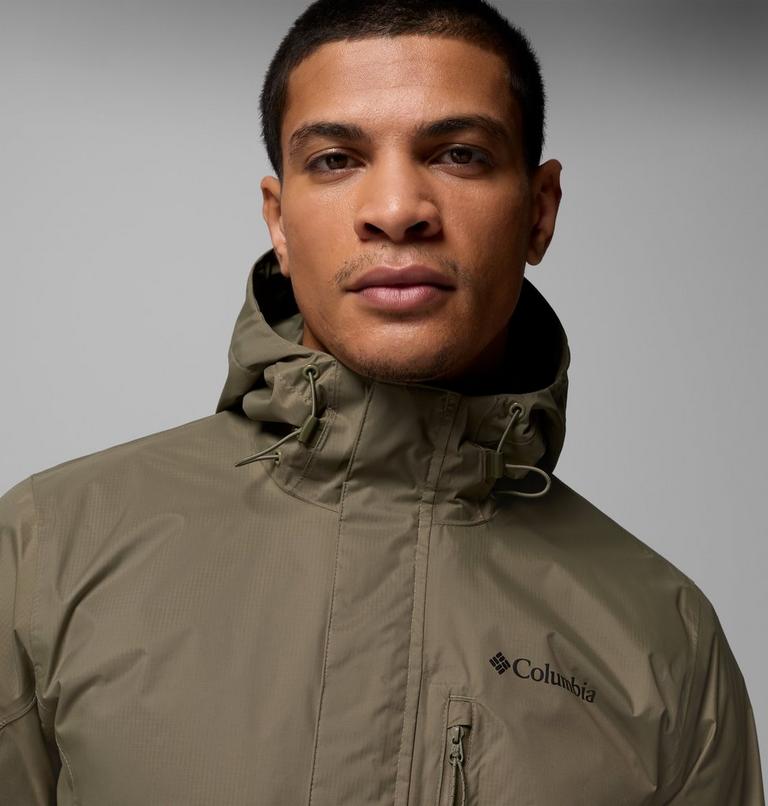 Men's Pouring Adventure III Waterproof Hiking Jacket, Color: Stone Green, image 7