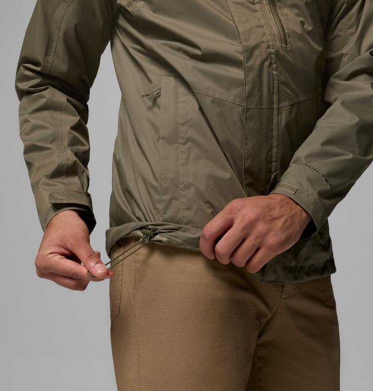 Men's Pouring Adventure III Waterproof Hiking Jacket, Color: Stone Green, image 9