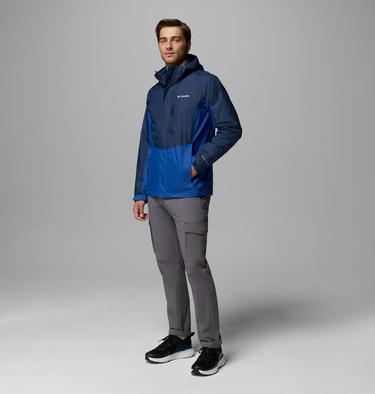 Men's Pouring Adventure III Waterproof Hiking Jacket, Color: Collegiate Navy, Mountain Blue, image 6