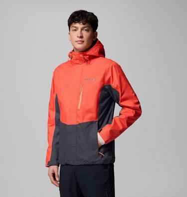 Men's Pouring Adventure III Waterproof Hiking Jacket, Color: Zing, Shark, image 4