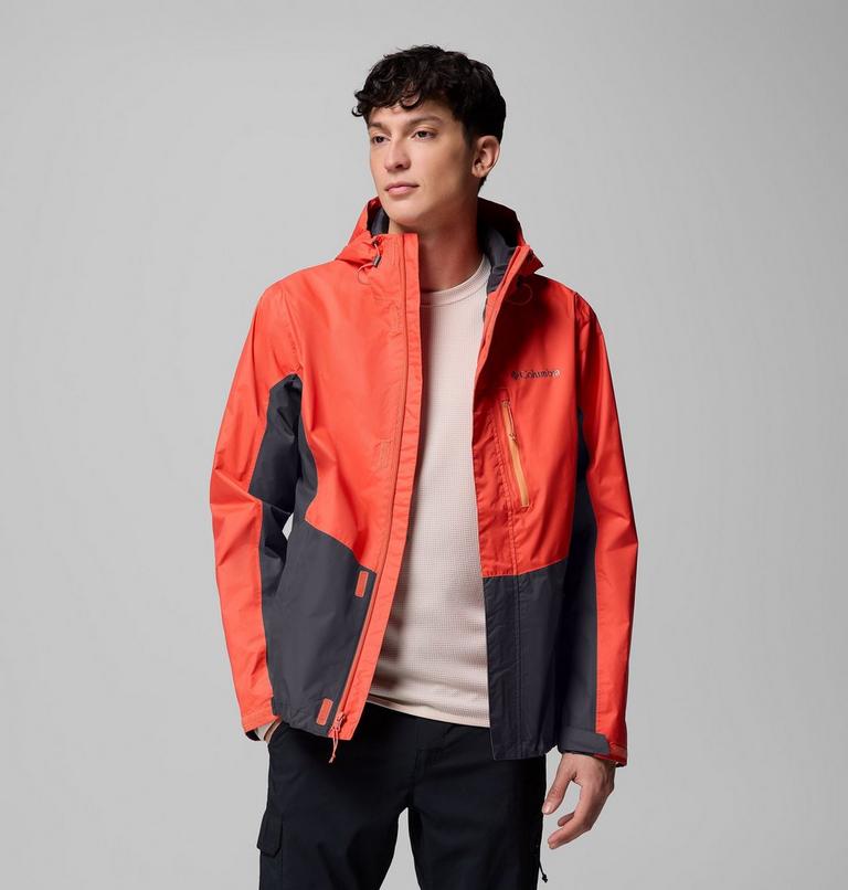 Men's Pouring Adventure III Waterproof Hiking Jacket, Color: Zing, Shark, image 5