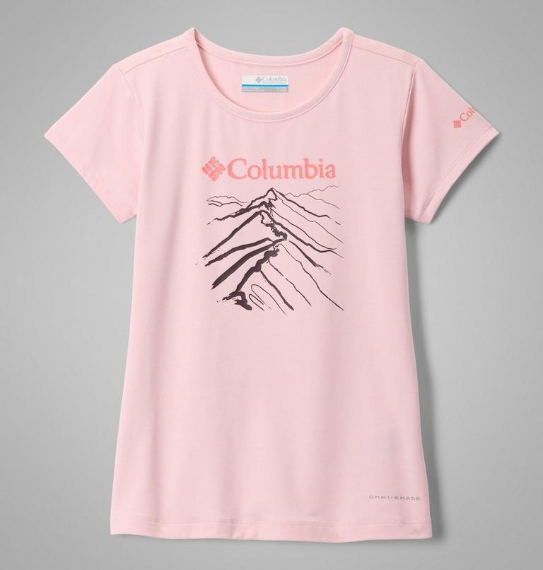 Girls' Tech Trail Graphic Technical T-Shirt, Color: Satin Pink Heather, Ridge Line Life, image 1