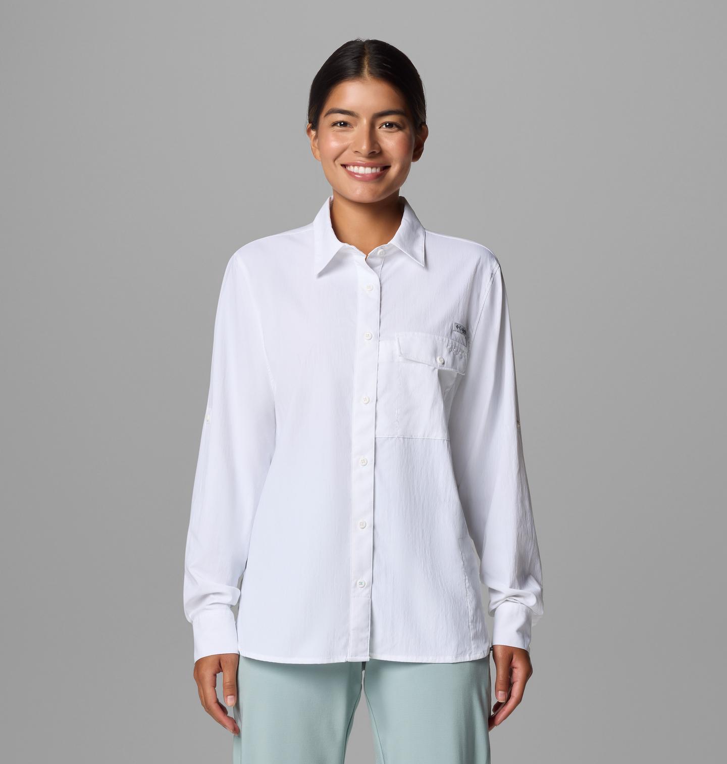 Женская рубашка Columbia PFG Wild Cast Long Sleeve, цвет: Белый — фото 1