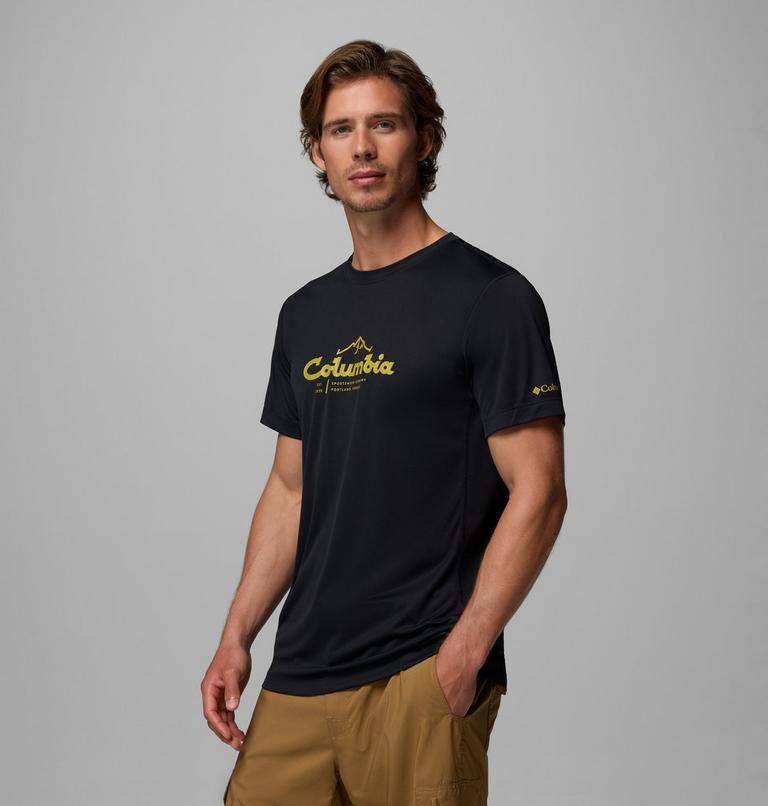 Men's Zero Rules Light Graphic Technical T-Shirt, Color: Black, Scripted Peaks, image 4