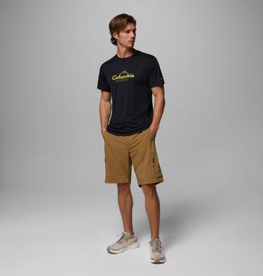 Men's Zero Rules Light Graphic Technical T-Shirt, Color: Black, Scripted Peaks, image 2