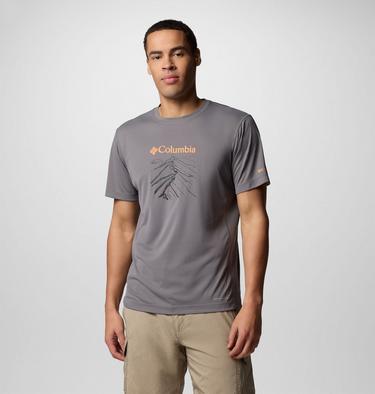 Men's Zero Rules Light Graphic Technical T-Shirt, Color: City Grey, Ridge Line Life, image 1