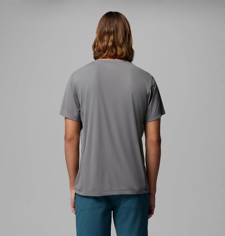 Men's Zero Rules Light Graphic Technical T-Shirt, Color: City Grey, Scripted Peaks, image 3