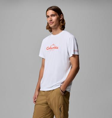 Men's Zero Rules Light Graphic Technical T-Shirt, Color: White, Scripted Peaks, image 8