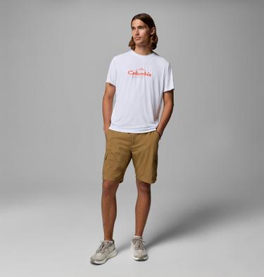 Men's Zero Rules Light Graphic Technical T-Shirt, Color: White, Scripted Peaks, image 2