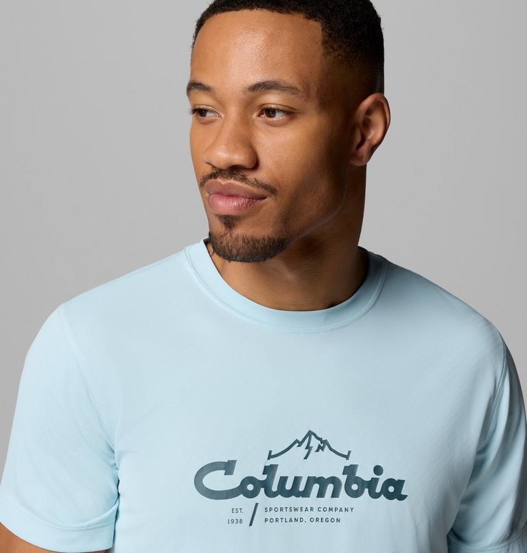 Men's Zero Rules Light Graphic Technical T-Shirt, Color: Marine Light, Scripted Peaks, image 5