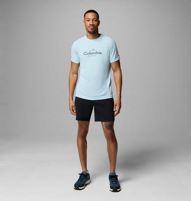 Men's Zero Rules Light Graphic Technical T-Shirt, Color: Marine Light, Scripted Peaks, image 2