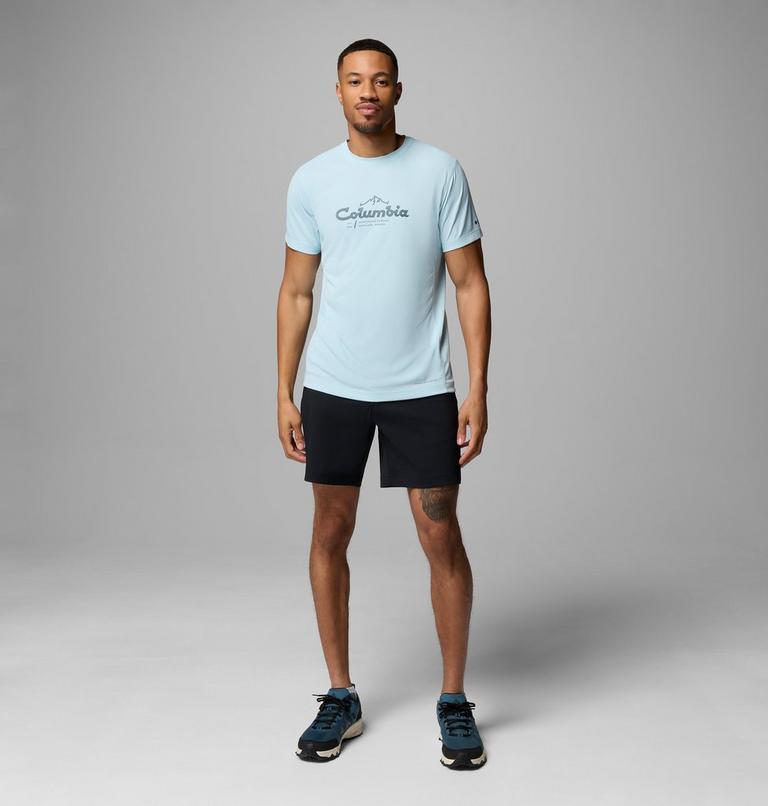 Men's Zero Rules Light Graphic Technical T-Shirt, Color: Marine Light, Scripted Peaks, image 2