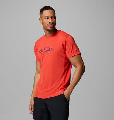 Men's Zero Rules Light Graphic Technical T-Shirt, Color: Super Sonic, Scripted Peaks, image 4