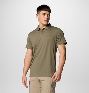 Men's Tech Trail Utility Polo, Color: Stone Green, image 12