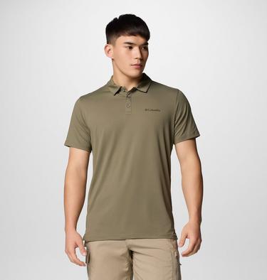 Men's Tech Trail Utility Polo, Color: Stone Green, image 5