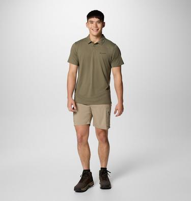 Men's Tech Trail Utility Polo, Color: Stone Green, image 6