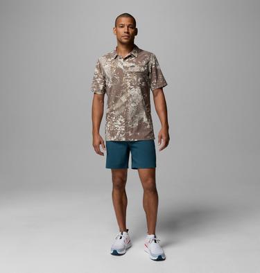 Men's Tech Trail Utility Printed Woven Short Sleeve Shirt, Color: Iron, Geofern, image 4