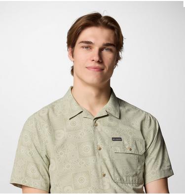 Men's Tech Trail Utility Printed Woven Short Sleeve Shirt, Color: Safari Blazing Trails, image 4