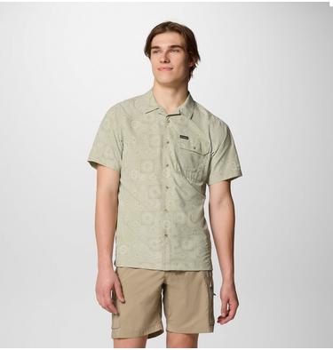Men's Tech Trail Utility Printed Woven Short Sleeve Shirt, Color: Safari Blazing Trails, image 1