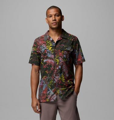 Chemise Fonctionnelle Tiss&eacute;e &agrave; Imprim&eacute; Manches Courtes Tech Trail Homme, Color: Washed Red, Geofern Greenscape, image 9