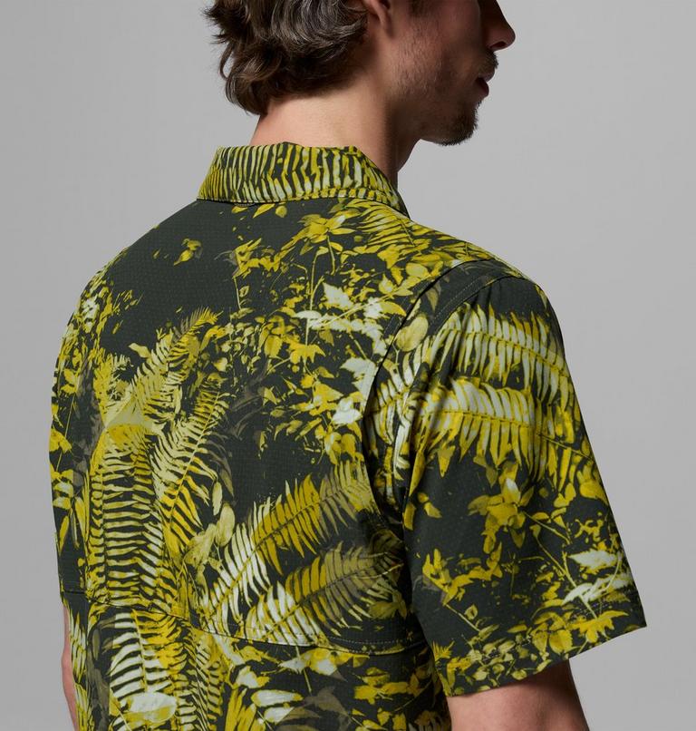 Men's Tech Trail Utility Printed Woven Short Sleeve Shirt, Color: Antique Moss, Geofern Greenscape, image 7