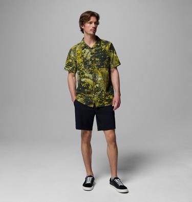 Men's Tech Trail Utility Printed Woven Short Sleeve Shirt, Color: Antique Moss, Geofern Greenscape, image 10