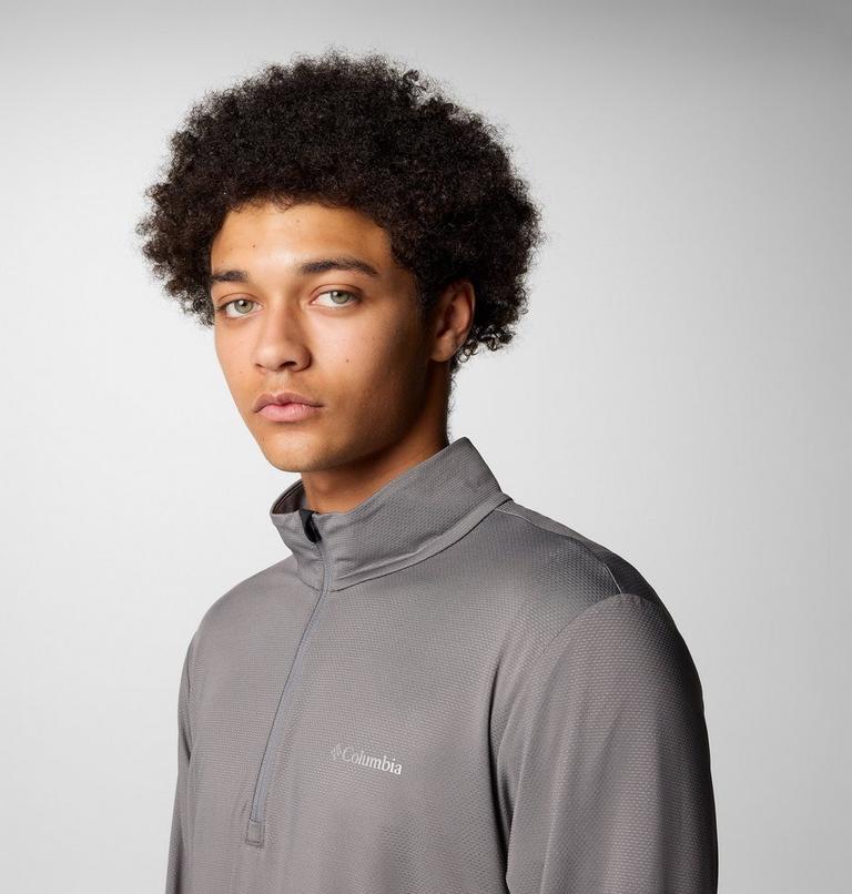 Men's Three Pitch Technical Half Zip, Color: City Grey, Black, image 4