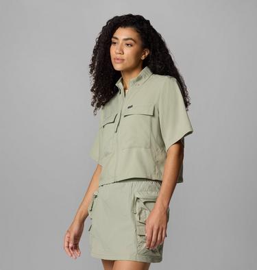 Women's Elevated View Utility Short Sleeve Shirt, Color: Safari, image 3