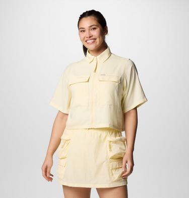 Women's Elevated View Utility Short Sleeve Shirt, Color: Lemon Wash, image 5