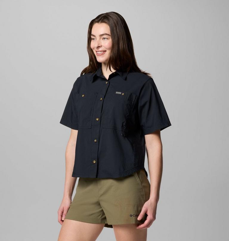 Women's Brea Falls Woven Short Sleeve Shirt, Color: Black, image 3