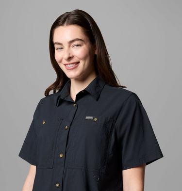 Women's Brea Falls Woven Short Sleeve Shirt, Color: Black, image 4