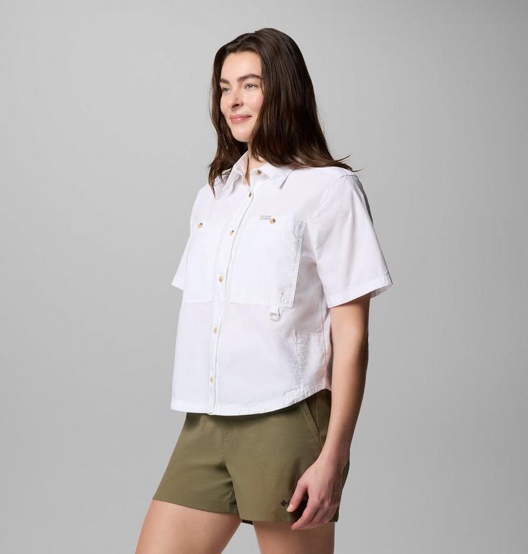 Women's Brea Falls Woven Short Sleeve Shirt, Color: White, image 3