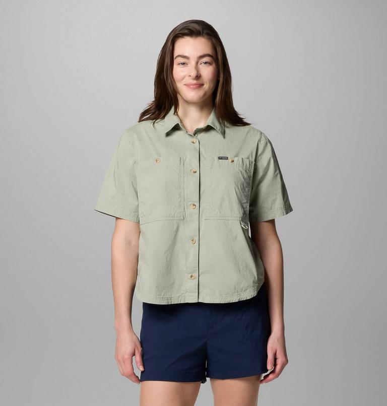 Women's Brea Falls Woven Short Sleeve Shirt, Color: Safari, image 1