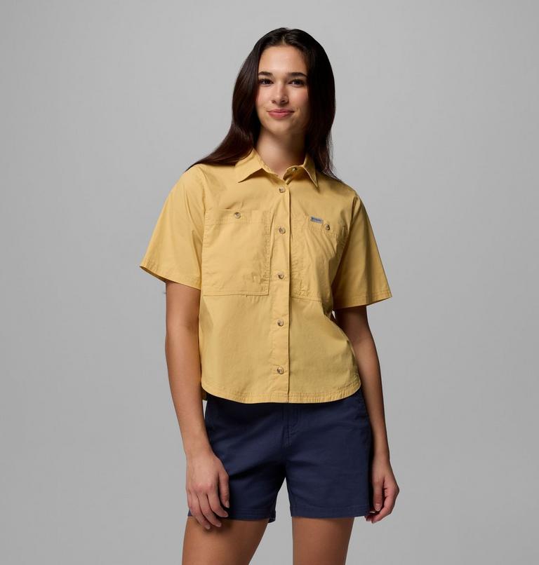 Women's Brea Falls Woven Short Sleeve Shirt, Color: Sand Dune, image 1