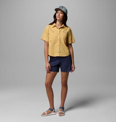 Women's Brea Falls Woven Short Sleeve Shirt, Color: Sand Dune, image 2