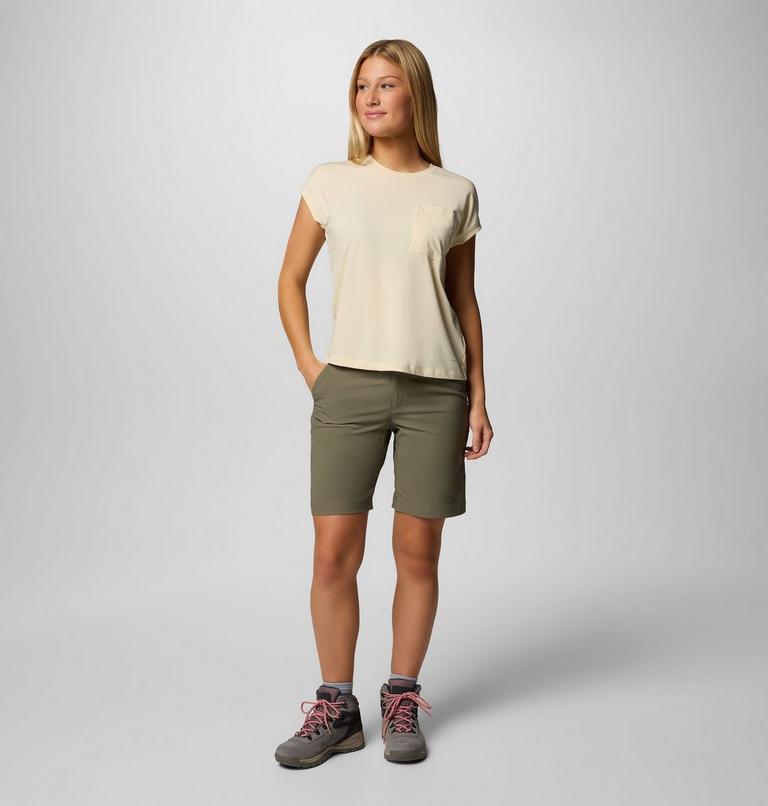 Women's Leslie Falls Long Hiking Shorts II, Color: Stone Green, image 6