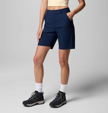 Women's Leslie Falls Long Hiking Shorts II, Color: Collegiate Navy, image 3
