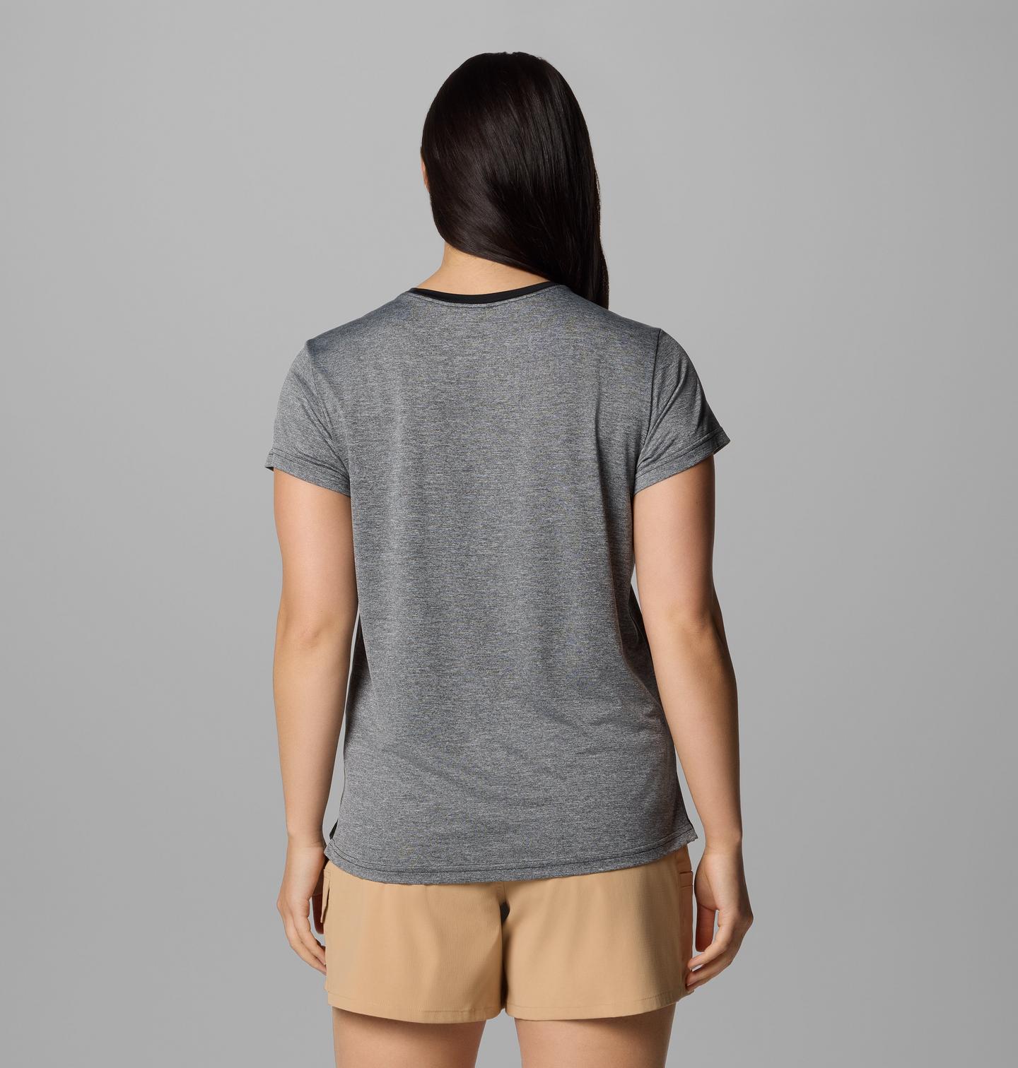 Женская рубашка Columbia BlueVista Hill Short Sleeve Crew, цвет: Чёрный меланжевый — фото 2