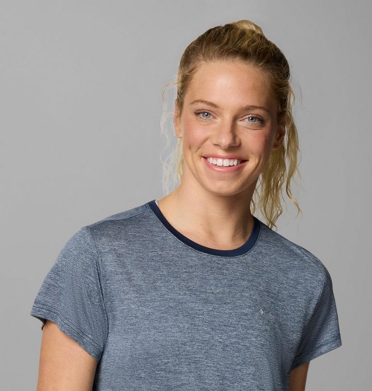 Camiseta técnica BlueVista Hill para mujer, Color: Collegiate Navy Heather, image 4