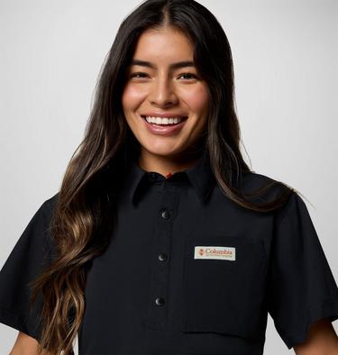 Women's Cove Beach Woven Cropped Short Sleeve Shirt, Color: Black, image 8