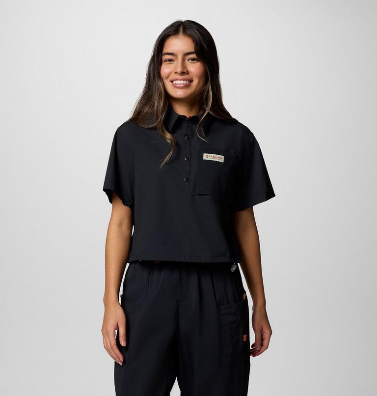 Camisa corta de manga corta Cove Beach para mujer, Color: Black, image 1