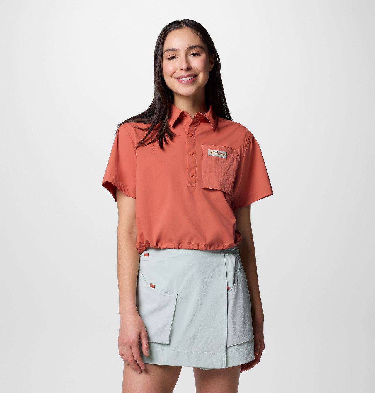 Women's Cove Beach™ Woven Cropped Short Sleeve Shirt 7