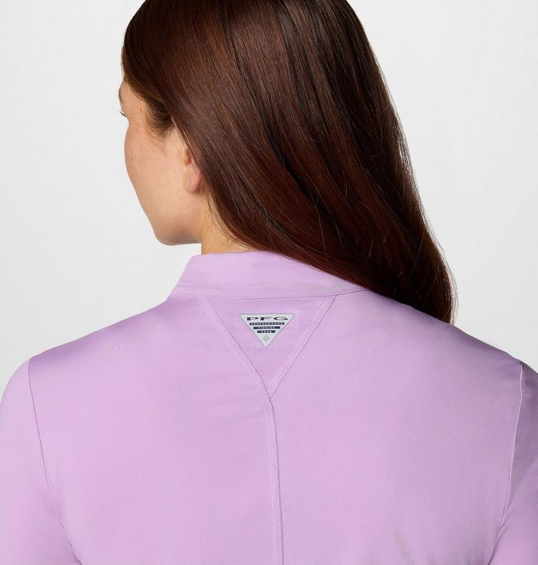 Women's PFG Open Water Cropped Quarter Zip Shirt, Color: Hydrangea, image 5