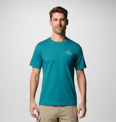 Men's Tunnel Valley Graphic Technical T-Shirt, Color: River Blue, Naturally Inclined, image 1