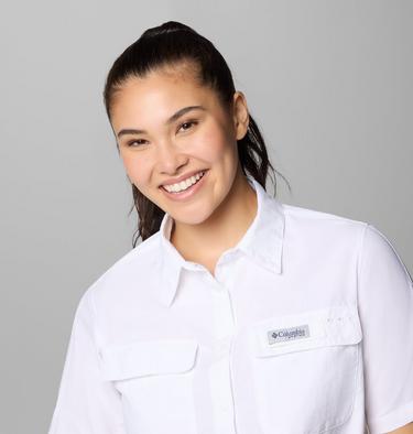 Women's PFG Open Water Short Sleeve Shirt, Color: White, image 4
