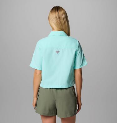 Camisa de manga corta PFG Open Water para mujer, Color: Gulf Stream, image 2