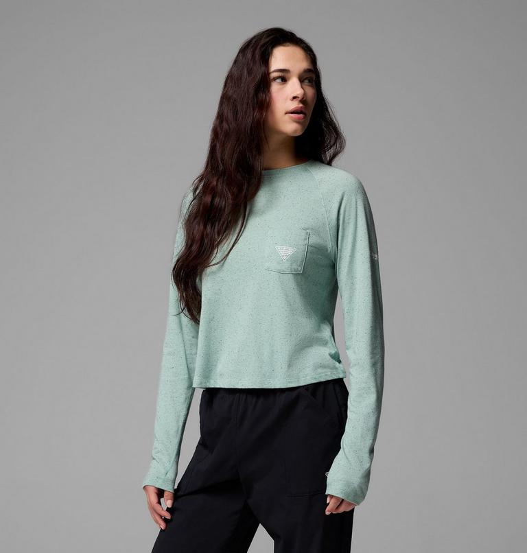 Women's PFG Uncharted Neps Long Sleeve Technical T-Shirt, Color: Misty Jade, image 4